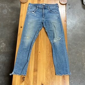 Citizens Of Humanity Light Blue Distressed Ankle Jeans